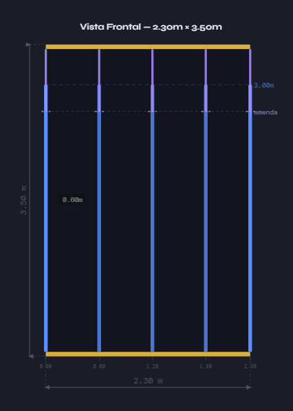 Preview da visao frontal da parede de drywall